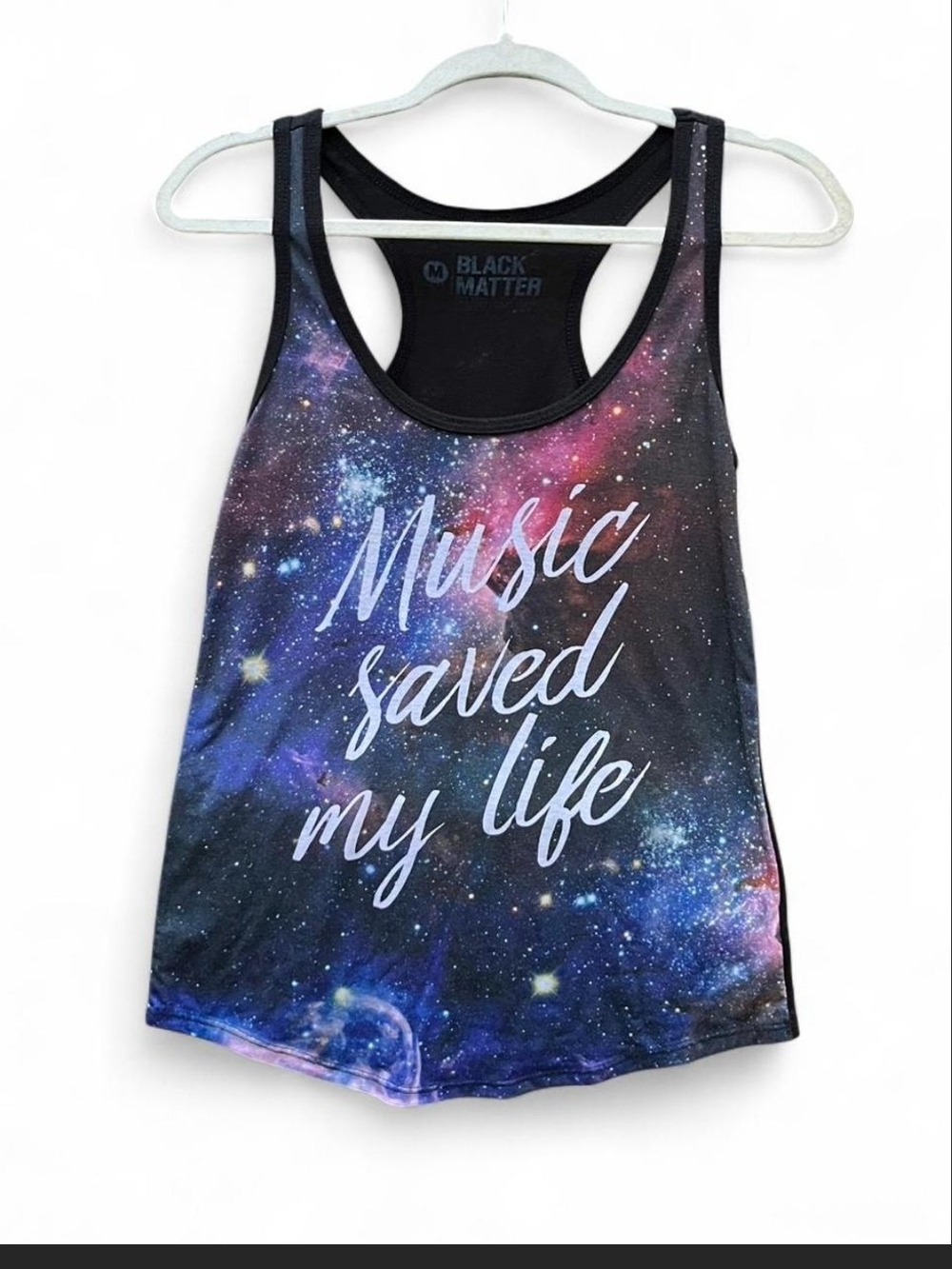 Black Matter Galaxy Print Tank Top in Blue and Purple